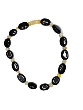 Ethiopian opal gemstone with black onyx bracelet handmade stretchy